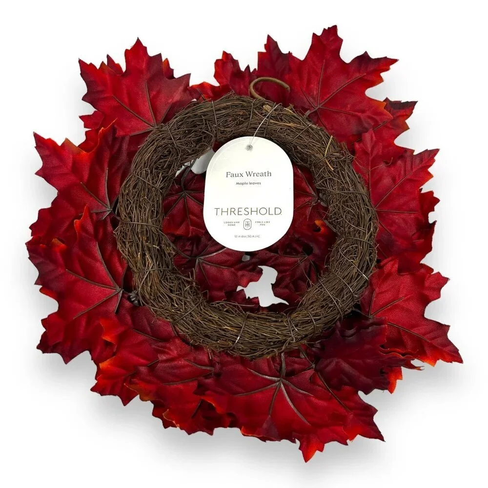 Threshold Mini Maple Leaf Wreath Red -Target Fall Autumn Harvest Halloween Decor